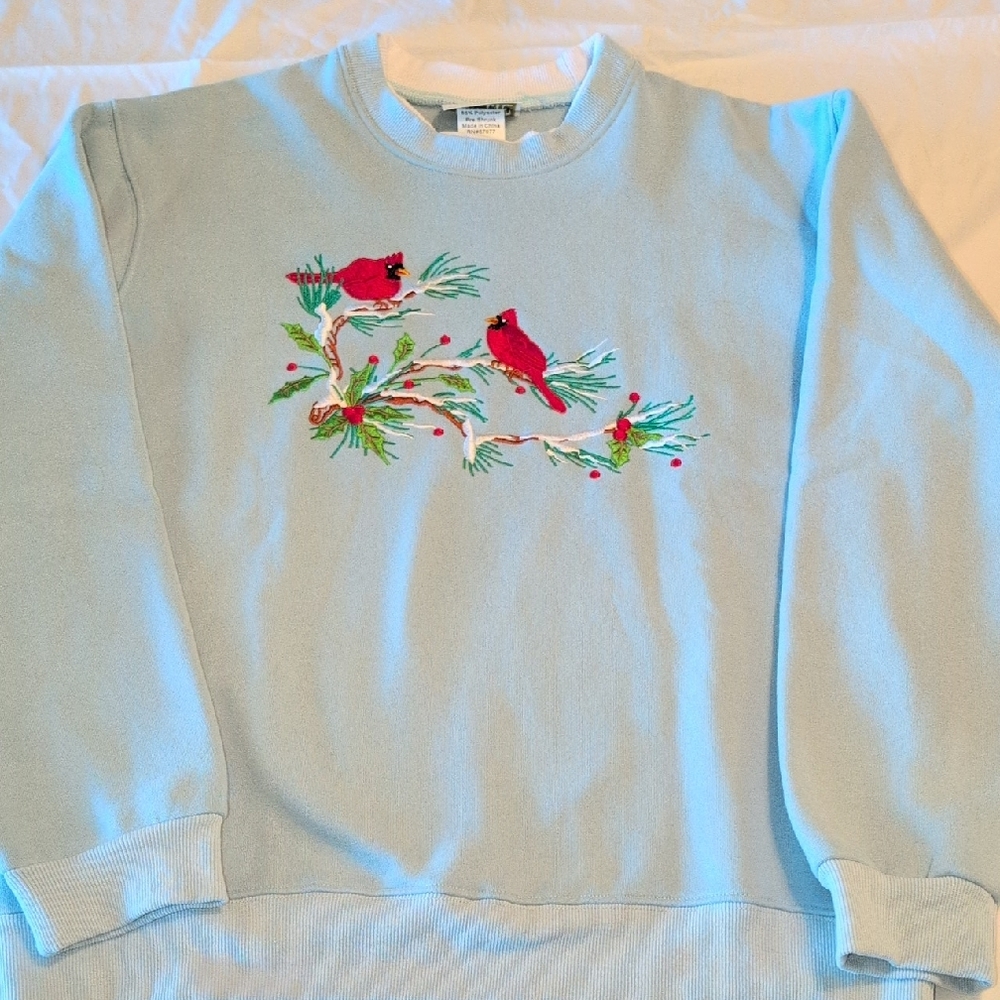 Light Blue Sweatshirt with Cardinal Embroidery